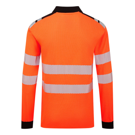 Tricou polo antistatic reflectorizant cu maneca lunga Portwest FR734 MODAFLAME Hi-Vis,  45% modacrilic, 25% poliester, 23% bumbac, 6% aramid, 1% antistatic, 220 gr/mp [1]