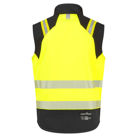 Vesta softshell reflectorizanta Portwest FR719 MODAFLAME Hi-Vis MULTI NORM, 60% modacrilic, 39% bumbac, 1% fibra de carbon, 350 gr/mp [1]