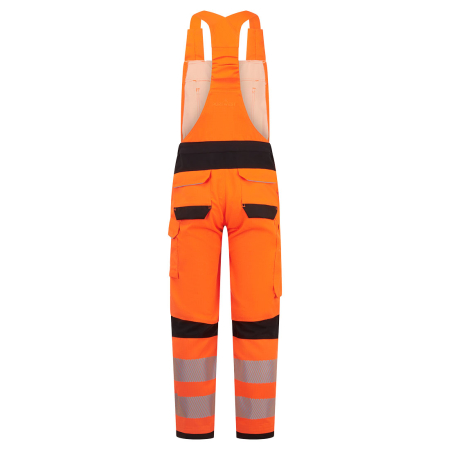 Pantaloni salopeta ignifugati reflectorizanti Portwest FR453 MODAFLAME WORK HVO MULTI NORM FR, 61% modacrilic, 18% viscoza, 15% poliester, 5% aramid, 1% fibra carbon, 300 gr/mp [1]
