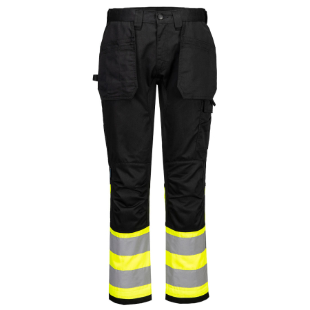 Imbracaminte REFLECTORIZANTA - Pantaloni de lucru cu benzi reflectorizante Portwest WX2 ECO Hi-Vis Class 1, 65% poliester reciclat, 35% bumbac, 245 gr/mp
