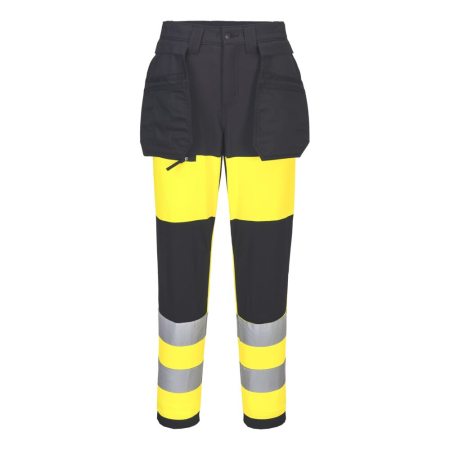Pantaloni talie reflectorizanti - Pantaloni de lucru reflectorizanti dama Portwest CD847 WX2 Hi-Vis LIGHTWEIGHT, 93% poliester reciclat, 7% elastan, 195 gr/mp