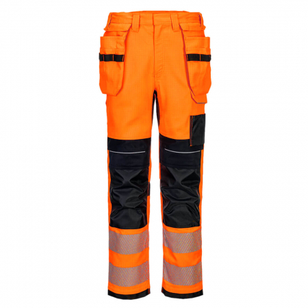 Imbracaminte de lucru - Pantaloni de lucru cu benzi reflectorizante Portwest PW3 FR Modaflame HVO, 61% modacrilic, 18% viscoza, 15% poliester, 5% aramid, 1% fibra carbon, 300 gr/mp