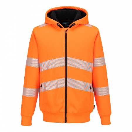 Jachete | Bluze reflectorizante - Jacheta reflectorizanta cu gluga Portwest PW321 Hi-Vis Zipped WINTER HOODIE, 65% poliester, 35% bumbac, 300 gr/mp