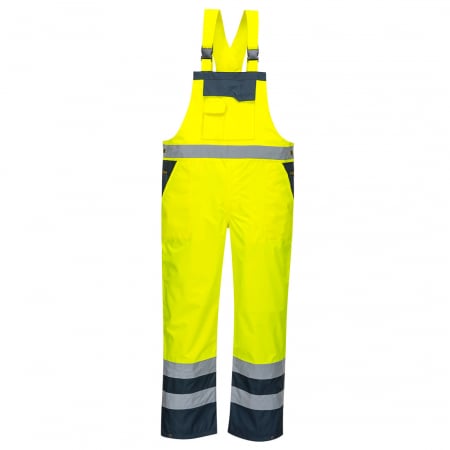 Pantaloni pieptar reflectorizanti - Pantaloni salopeta cu pieptar reflectorizanta Portwest CONTRAST S488, necaptusit, 100% poliester, 190 gr/mp