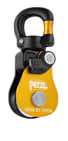 Scripeti - Scripete cu rulment Petzl SPIN S1 OPEN P002Ba00, eficienta 91%, cu sistem anti rotatie integrat