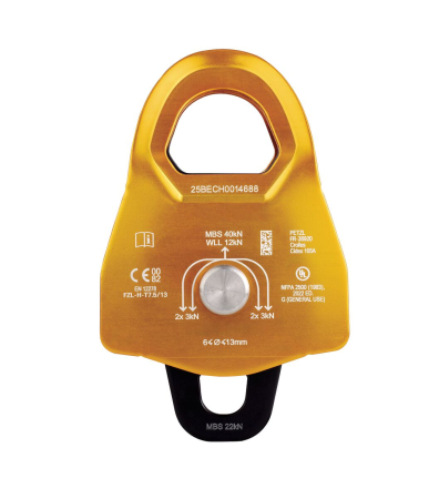 Scripete dublu cu rulment Petzl MINDER L2 P060DA00, eficienta 97%, 436g, compatibil cu carabiniera COOK si AmD [1]
