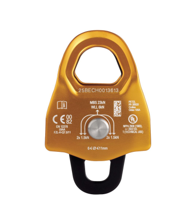 Scripete dublu cu rulment Petzl MINDER S2 P060BA00, eficienta 91%, 123g, compatibil cu carabiniera OK si ATTACHE [1]