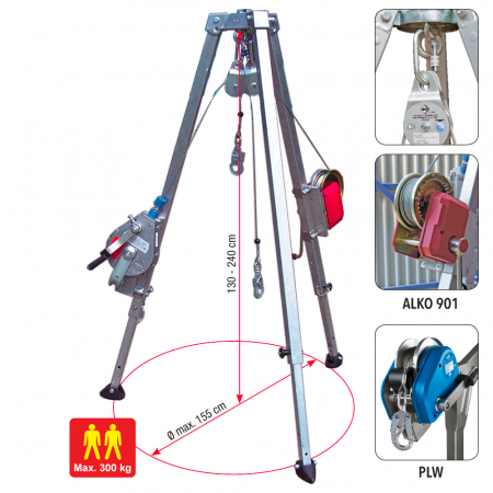 Echipament pentru lucru la inaltime - Trepied Vertiqual DB-A2, compatibil cu troliu ALKO 901
