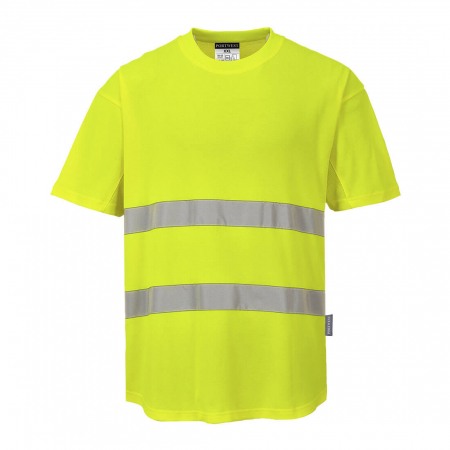 Imbracaminte de lucru - Tricou clasic reflectorizant Portwest C394 cu insertie de plasa, 55% bumbac, 45% poliester, 175 gr/mp
