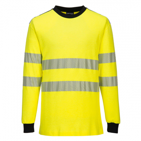 Tricouri ignifuge - Tricou cu maneca lunga ignifug reflectorizant Portwest FR701, 60% modacrilic, 39% bumbac, 1% fibre carbon 210 gr/mp