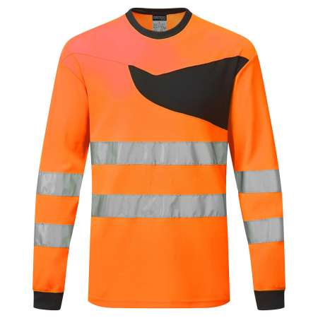 Imbracaminte de lucru - Tricou cu maneca lunga reflectorizant Portwest PW221 S/S, 55% bumbac, 45% poliester, 144 gr/mp