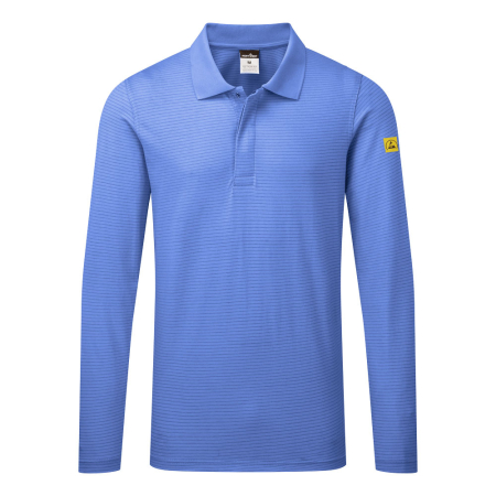 Tricouri polo - Tricou polo cu maneca lunga antistatic Portwest AS23 ESD L/S, 96% bumbac, 4% fibra carbon, 150 gr/mp