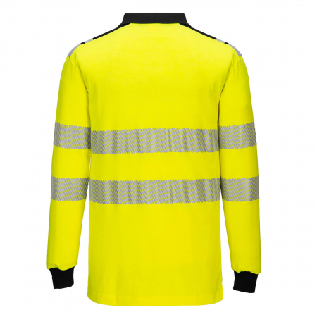 Tricou polo cu maneca lunga ignifug reflectorizant Portwest FR702, 60% modacrilic, 39% bumbac, 1% fibre carbon, 210 gr/mp [1]