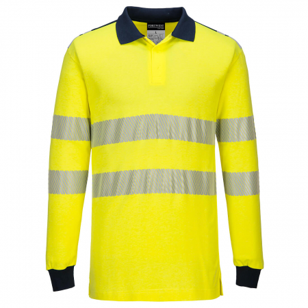 Tricou polo cu maneca lunga ignifug reflectorizant Portwest FR702, 60% modacrilic, 39% bumbac, 1% fibre carbon, 210 gr/mp [0]