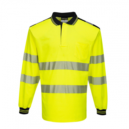 Imbracaminte de lucru - Tricou polo cu maneca lunga Portwest T184 PW3 Hi-Vis, 55% bumbac, 45% poliester, 175 gr/mp