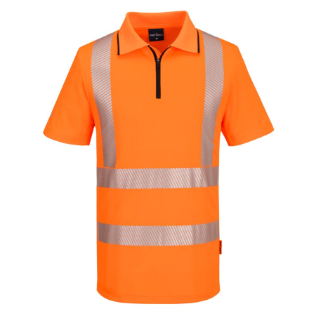 Tricou polo reflectorizant Portwest KX3 Hi-Vis ZIP S/S, 100% poliester, 150 gr/mp [0]
