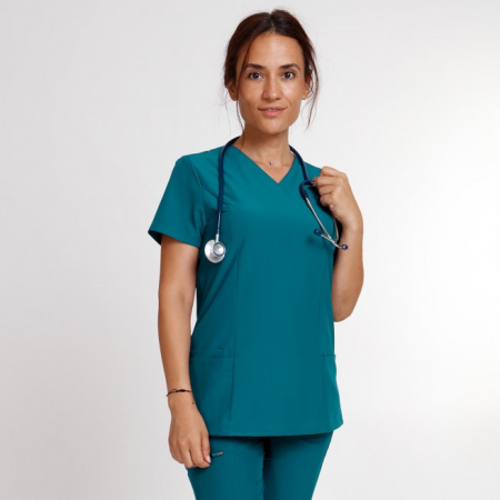 Tunica de lucru cu maneca scurta dama BeUnique NOBBY, 94% poliester, 6% elastan, 170 gr/mp [1]