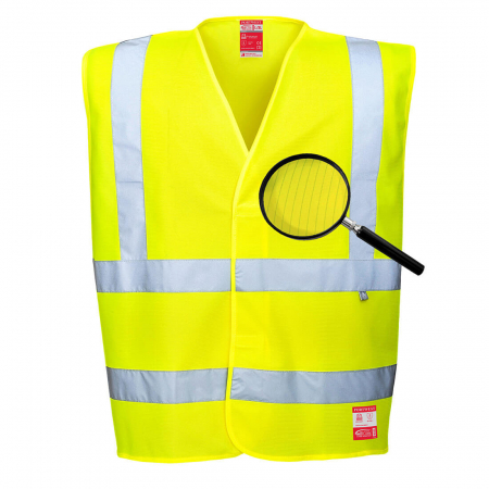 Imbracaminte de lucru - Vesta reflectorizanta ignifuga Portwest HIVIS FR71, antistatica, 98% poliester 2% fibra de carbon, 120g