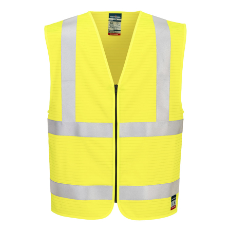 Imbracaminte de lucru - Vesta antistatica reflectorizanta FR615 Bizflame Hi-Vis FR, 98% poliester 2% fibra de carbon, 120 gr/mp