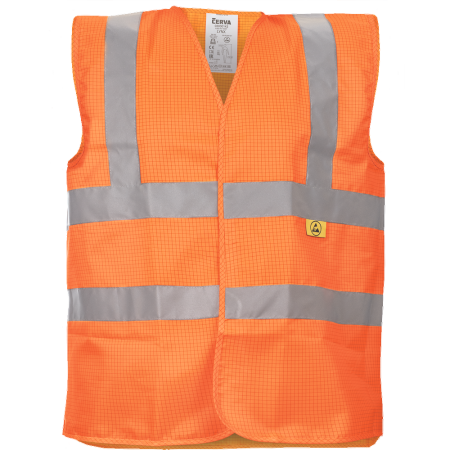Imbracaminte de lucru - Vesta reflectorizanta Cerva LYNX ESD HV, 98% poliester, 2% fibra antistatica, 120 gr/mp