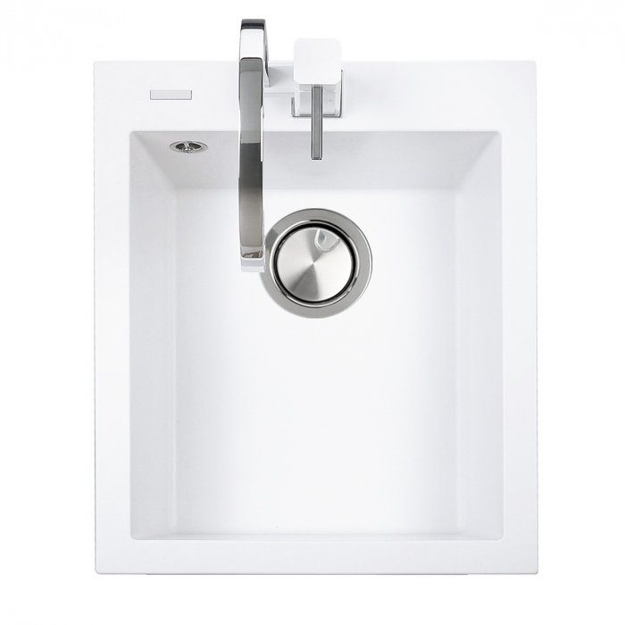Chiuveta bucatarie granit CookingAid Cube ON4110 Alba / Polar White + accesorii montaj [2]