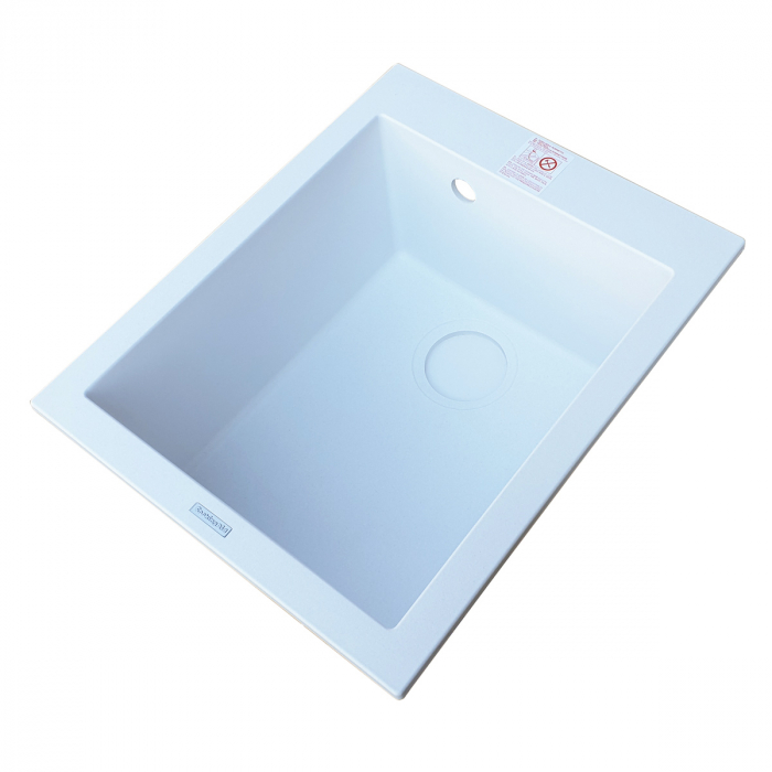 Chiuveta bucatarie granit CookingAid Cube ON4110 Alba / Polar White + accesorii montaj [6]