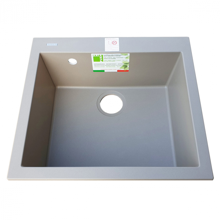 Chiuveta bucatarie granit CookingAid Cube ON5610 Trufa Maro / Truffle + accesorii montaj [6]