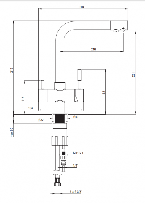 Baterie bucatarie Deante cu 3 cai/circuit de apa filtrata [2]