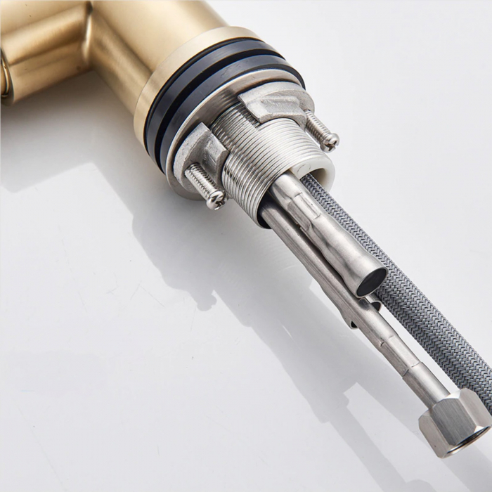 Baterie CookingAid GOLDEN TAP auriu cu furtun dus retractabil / extractibil + buton interschimbabil jet/dus si finisaj mat [9]