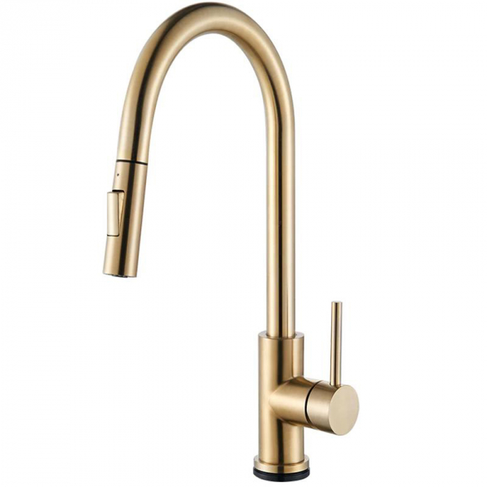 Baterie CookingAid GOLDEN TAP auriu cu furtun dus retractabil / extractibil + buton interschimbabil jet/dus si finisaj mat [8]
