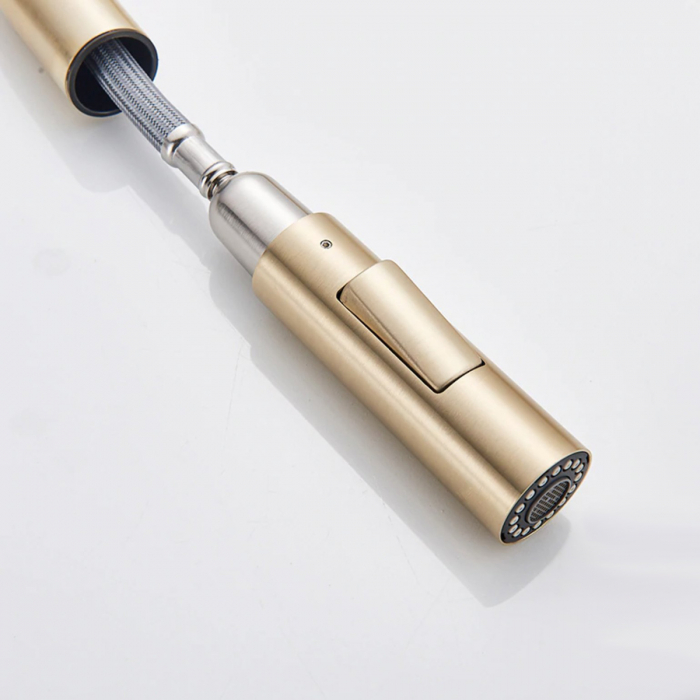 Baterie CookingAid GOLDEN TAP auriu cu furtun dus retractabil / extractibil + buton interschimbabil jet/dus si finisaj mat [4]