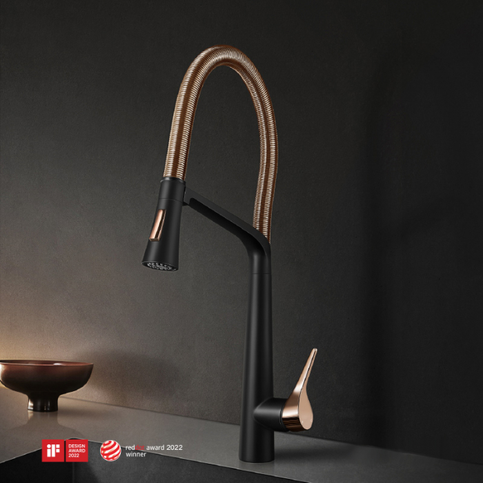 Baterie CookingAid Newmix Black/Golden Rose Copper cu finisaj negru/auriu roze, furtun dus detasabil/extractibi [4]
