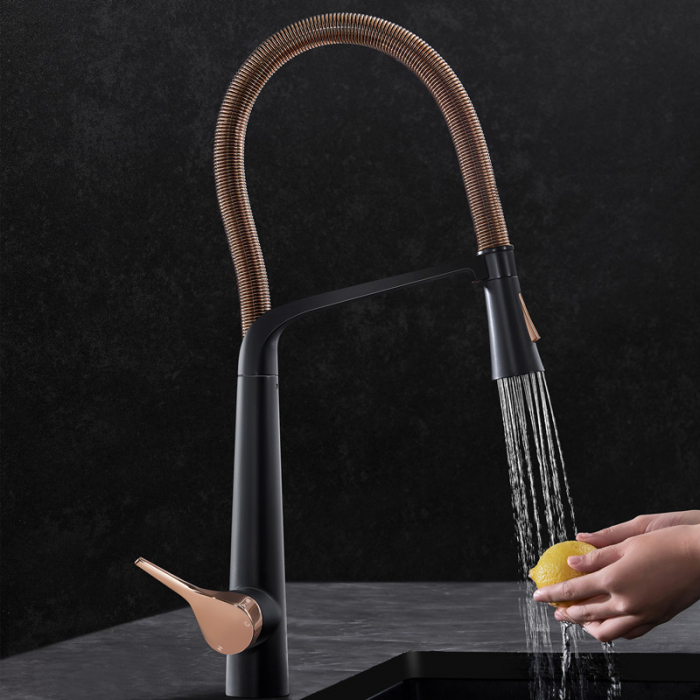 Baterie CookingAid Newmix Black/Golden Rose Copper cu finisaj negru/auriu roze, furtun dus detasabil/extractibi [3]