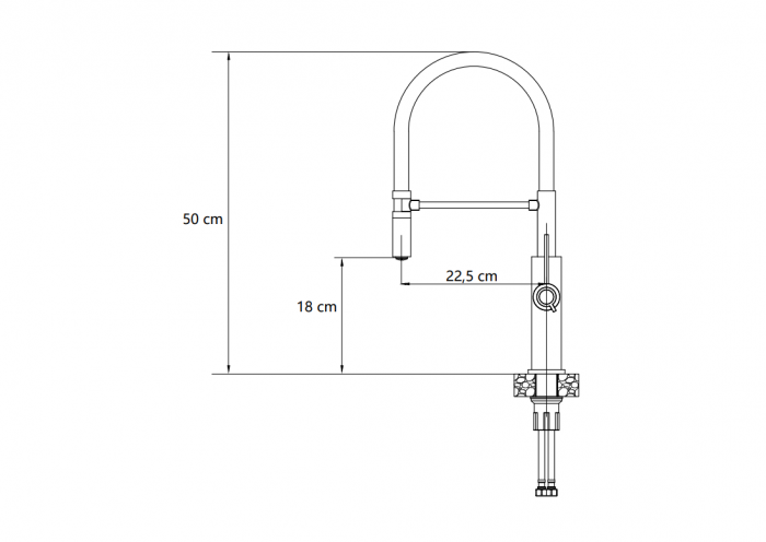 Baterie de bucătărie Gemma QLINE Quadron cu dus extensibil finisaj alb polar/cupru sau gold pvd [2]