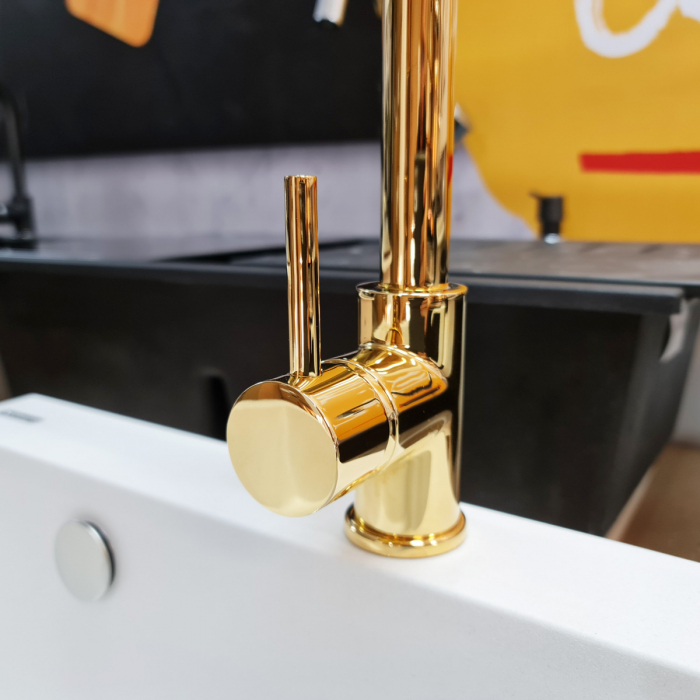 Baterie Indiana Gold cu furtun dus retractabil / extractibil si finisaj Golden Auriu-CookingAid [9]