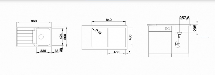 BLANCO CLASSIMO 45 S-IF reversibila, inox periat cu 2 gauri si excentric [4]