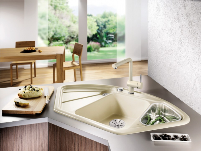 BLANCO DELTA II SILGRANIT InFino cu accesoriu inox si cu excentric [4]