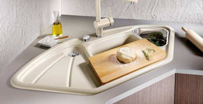 BLANCO DELTA II SILGRANIT InFino cu accesoriu inox si cu excentric [3]