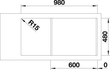 Chiuveta BLANCO CLASSIMO 6 S-IF reversibila cu excentric, inox periat [2]