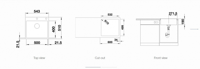 Chiuveta BLANCO SUBLINE 500-IF/A silgranit SteelFrame cu excentric [2]