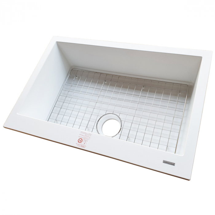 Chiuveta bucatarie granit CookingAid Cube ON7610 Alba / Polar White cu montaj sub blat + accesorii instalare [5]