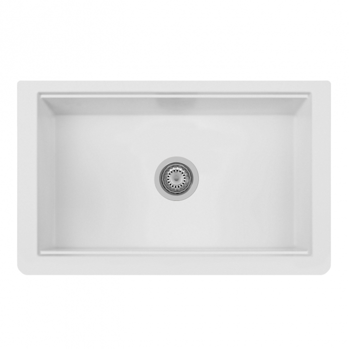 Chiuveta bucatarie granit reversibila CookingAid Lux LX8410 Farmhouse Apron Alba / Polar White + accesorii montaj [3]