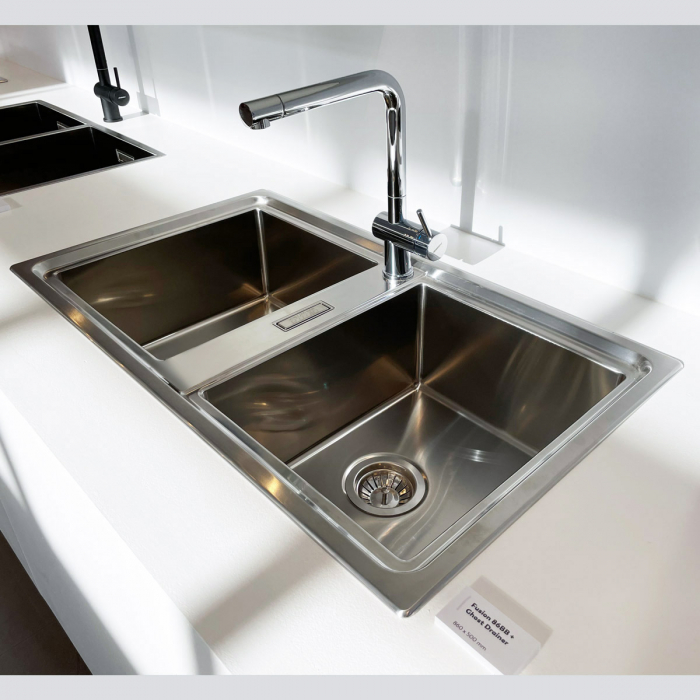 Chiuveta bucatarie cu 2 cuve inox dubla CookingAid FUSION 86BB reversibila stanga/dreapta + accesorii montaj [10]