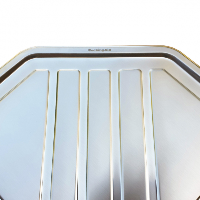 Chiuveta bucatarie cu 2 cuve inox dubla CookingAid KEPPLER BB pe colt reversibila stanga/dreapta cu picurator + accesorii montaj [8]