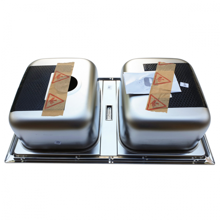 Chiuveta bucatarie cu 2 cuve inox dubla CookingAid URBAN 86BB reversibila stanga/dreapta + accesorii montaj [6]