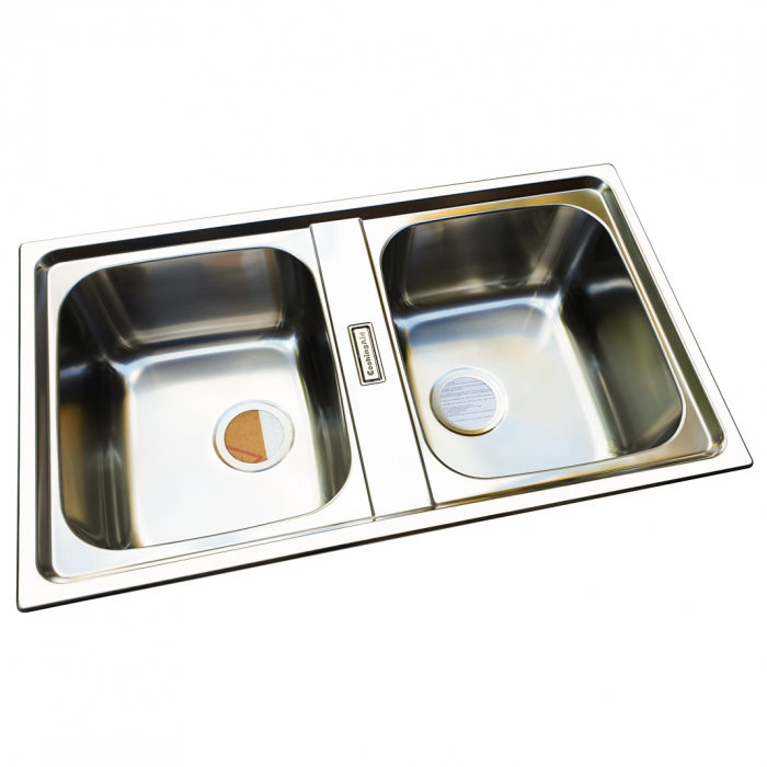 Chiuveta bucatarie cu 2 cuve inox dubla CookingAid URBAN 86BB reversibila stanga/dreapta + accesorii montaj [3]