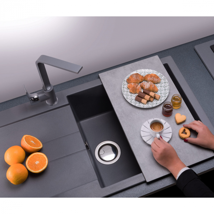 Chiuveta bucatarie granit CookingAid Amanda AM9910 Neagra Antracit reversibila [2]