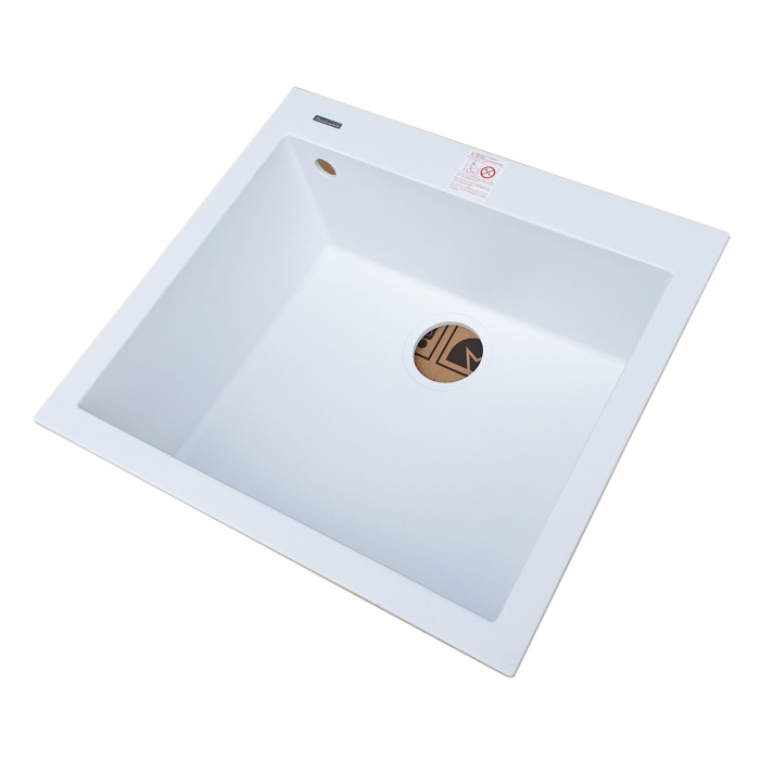 Chiuveta bucatarie granit CookingAid Cube ON5610 Alba / Polar White + accesorii montaj [9]