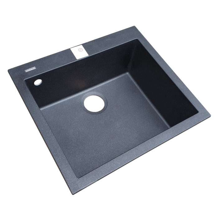 Chiuveta bucatarie granit CookingAid Cube ON5610 Neagra / Black Metal quartz + accesorii montaj [9]
