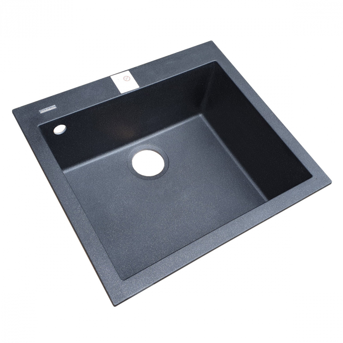 Chiuveta bucatarie granit CookingAid Cube ON5610 Neagra / Black Metal quartz cu montaj sub blat + accesorii instalare [8]